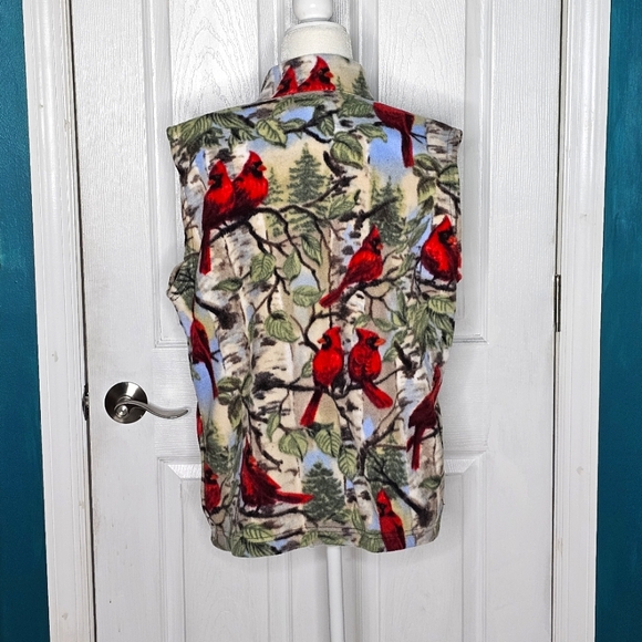 Fleece Red Cardinal Zip down Vest Small - Picture 6 of 12